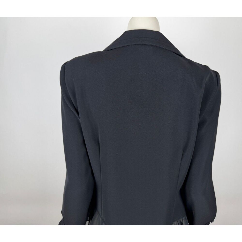 Black Women's Ruffled Hem Blazer Jacket - Picture 15 of 16